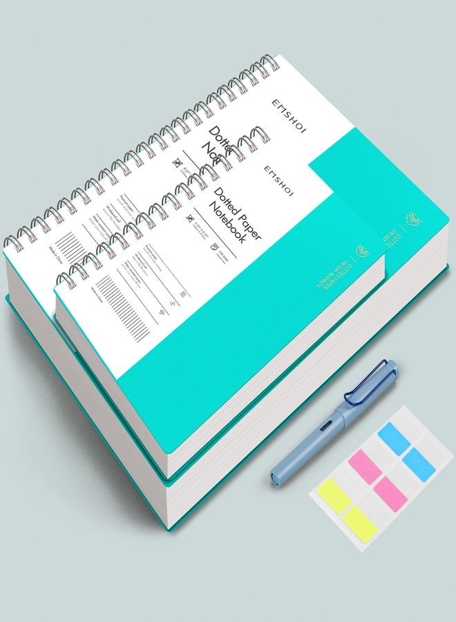 EMSHOI A4 Spiral Dotted Notebook, 11.2”x8.27” 300 Pages Bullet Dot Grid Journal, 100gsm Thick Paper, Waterproof Softcover with Twin-Wire Binding for School, Work, Writing, Light Blue - Image 4